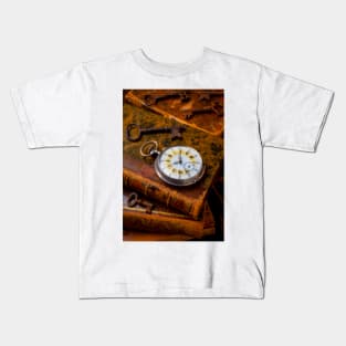 Beautiful Classic Pocketwatch On Old Books Kids T-Shirt